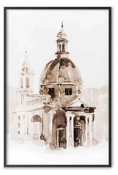 Poster: Cupola urbana - acquerello classico che mostra l'architettura urbana