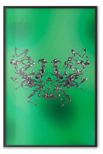 Poster: Rare design - forme metalliche astratte su sfondo verde brillante