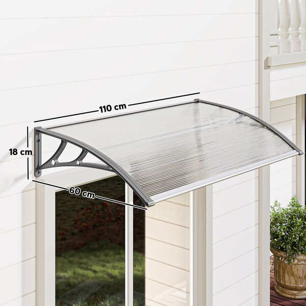 Outsunny Tettoia Moderna in Policarbonato, Alluminio e PP per Balconi, Finestre e Porte, 110x60x18 cm | Aosom Italy