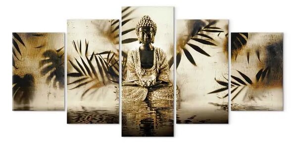Quadro Buddha grunge (5 pezzi) largo prima variante