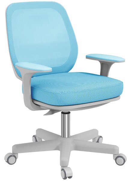 Vinsetto Poltrona Ufficio Girevole con tessuto a rete e 5 Ruote, Sedia da Ufficio Ergonomica con Altezza Regolabile, Azzurro|Aosom Italy