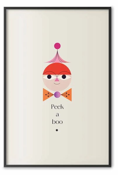 Poster: Peek-a-boo - clown giocoso con berretto rosso e mosca arancione