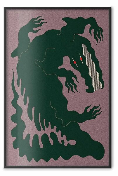Poster: Drago nero - mostro astratto con occhi rossi