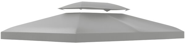 Outsunny Copertura per Gazebo 4x3 m a 2 Livelli in Poliestere con Cinghie e 10 Fori di Drenaggio, Grigio