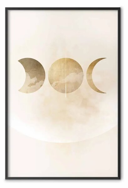 Poster: Phases of the moon - un sottile disegno minimalista in oro