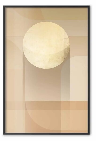 Poster: Cerchio d'oro - forme geometriche su sfondo beige