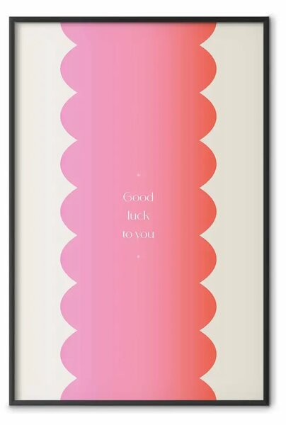 Poster: Gradiente di fortuna - sfondo rosa e arancione con auguri
