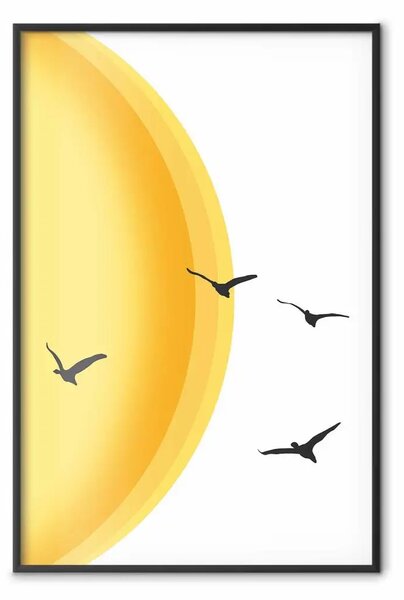 Poster: Verso il sole - design minimalista con uccelli in volo