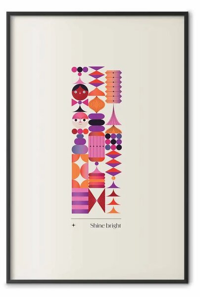 Poster: Shine bright - un'astrazione di forme geometriche nei toni del viola