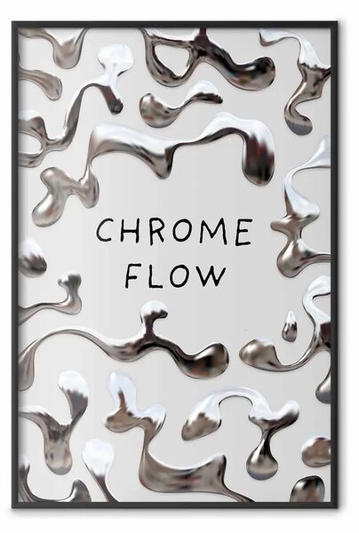 Poster: Chrome flow - motivi astratti in tonalità metalliche su sfondo chiaro