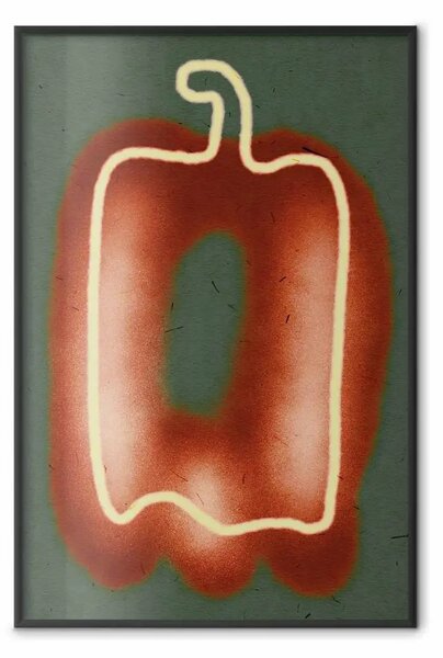 Poster: Paprika - grafica di contorno con sfumature marroni su sfondo verde