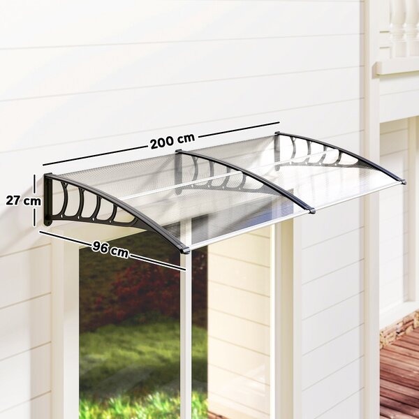 Outsunny Tettoia Moderna in Policarbonato, Alluminio e PP per Balconi, Finestre e Porte, 200x96x27 cm|Aosom