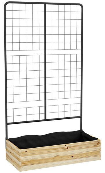 Outsunny Fioriera con Grigliato e 2 Fori di Drenaggio, in Legno di Abete e Acciaio, 80x38x145 cm|Aosom
