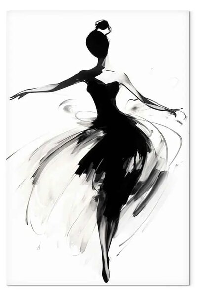 Quadro contemporaneo Ballerina che balla - Silhouette elegante in bianco e nero