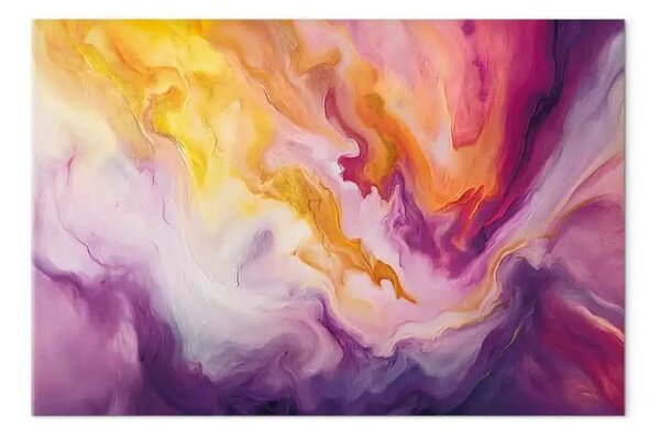 Quadro moderno Espressione colorata - composizione astratta viola e giallo