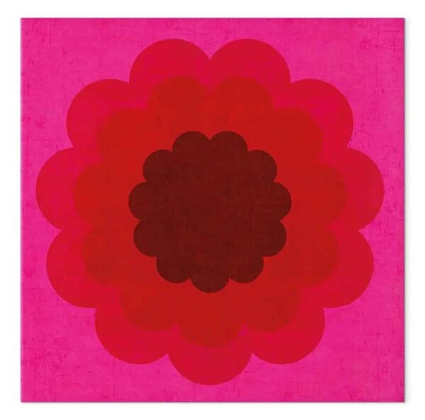 Quadro moderno Fiore a strati - motivo astratto rosa in rosso