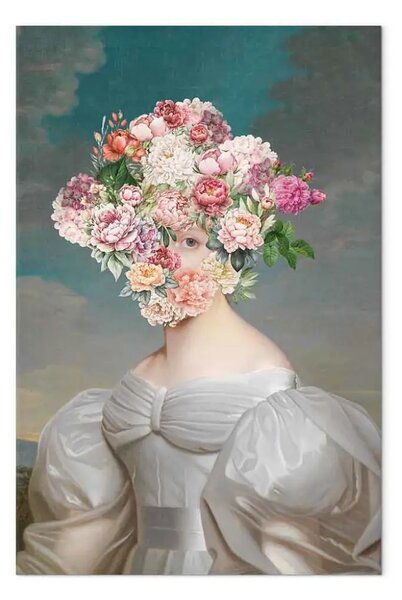 Quadro contemporaneo Maschera floreale - donna con fiori al posto del volto