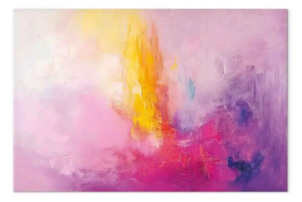 Quadro Bagliore dorato - pennellate nei toni caldi del rosa e del giallo