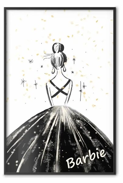 Poster: Silhouette alla moda - donna elegante in abito da sera nero