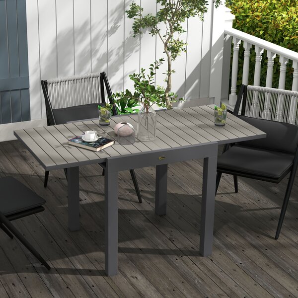 Outsunny Tavolo da Giardino Allungabile per 4-6 Persone con Piano a Doghe, in Alluminio, 81/162x80x75 cm, Grigio|Aosom
