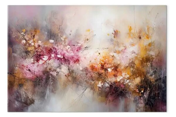 Quadro moderno Fiori d'autunno - dipinto astratto con i colori caldi delle foglie