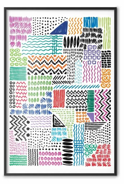 Poster: Modelli colorati - forme geometriche e linee in stile astratto