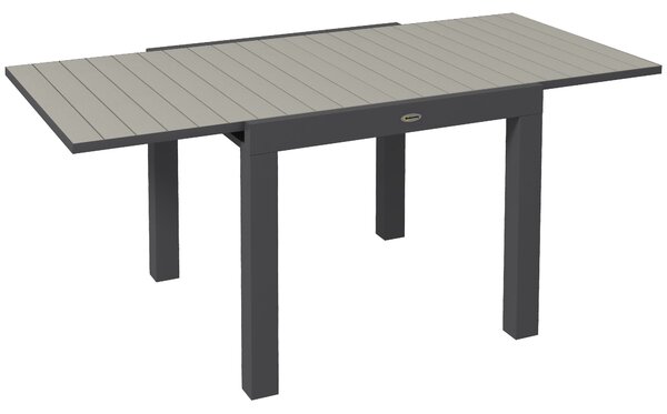 Outsunny Tavolo da Giardino Allungabile per 4-6 Persone con Piano a Doghe, in Alluminio, 81/162x80x75 cm, Grigio|Aosom