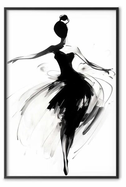 Poster: Ballerina in danza - composizione dinamica di ballerina in tonalità monocromatiche