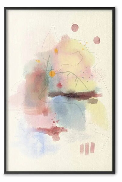 Poster: Composizione pastello - astrazione delicata con colori vari e linee raffinate