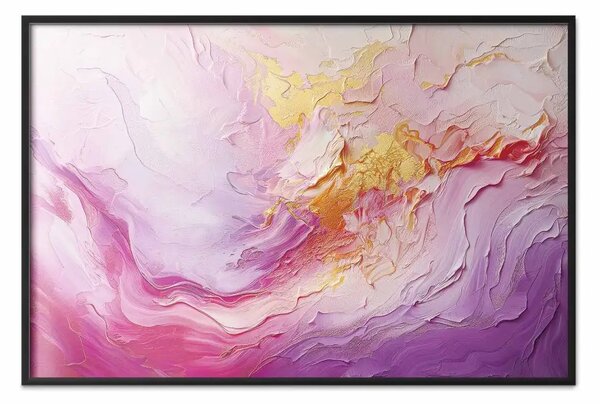 Poster: Onde pastello - composizione astratta con transizioni fluide in tonalità rosa e oro