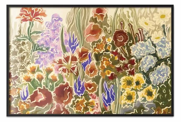 Poster: Giardino colorato - composizione astratta di fiori dai colori vivaci