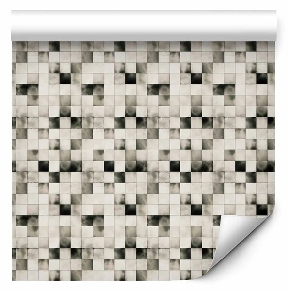 Tappezzerie Griglia d'ombra - design moderno con quadrati in tonalità grigie