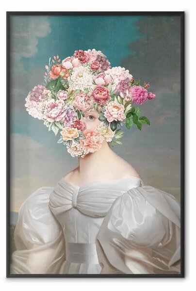 Poster: Regina floreale - ritratto rinascimentale con bouquet sulla testa