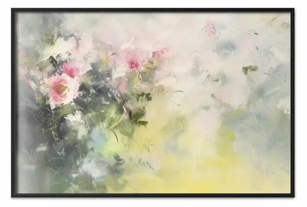 Poster: Giardino estivo - composizione delicata con fiori rosa e verde