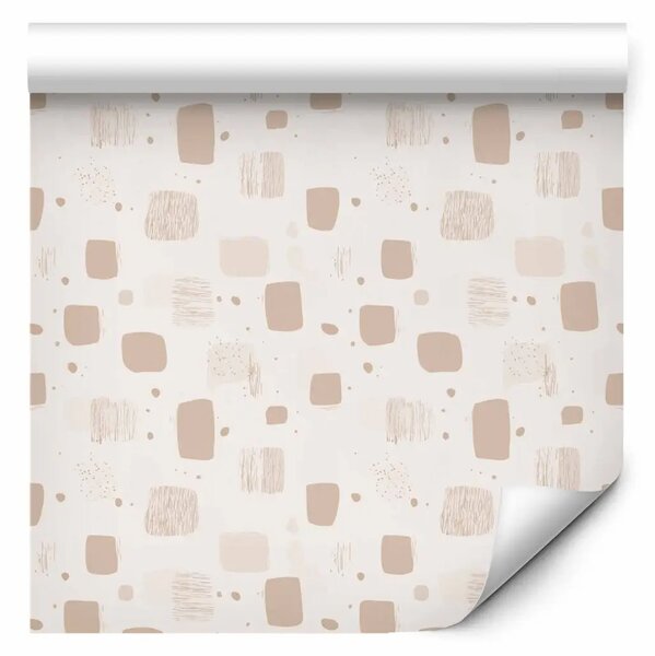 Tappezzerie Mosaico pastello - motivo minimalista con quadrati e cerchi in tonalità calde