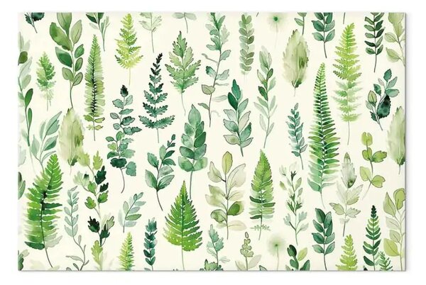 Quadro Rametti verdi - motivo sottile con elementi naturali delicati su sfondo chiaro