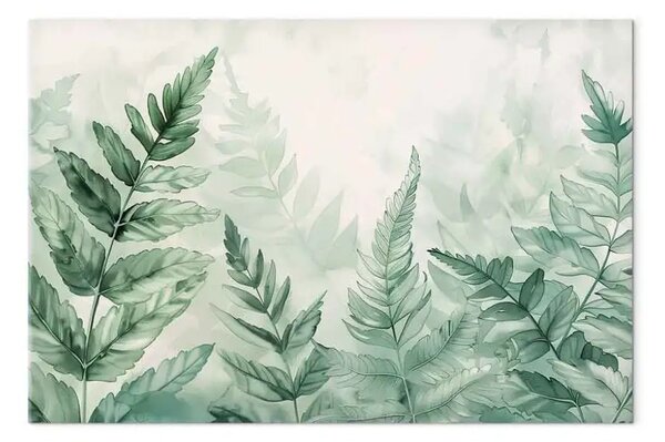 Quadro Delicatezza verde - forme sottili della natura in tonalità di verde su sfondo pastello