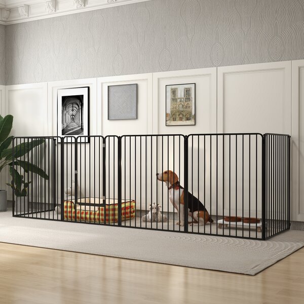 PawHut Recinto per Cani Grandi a 6 Pannelli Modulabili in Acciaio, 164x83x100 cm, Nero|Aosom