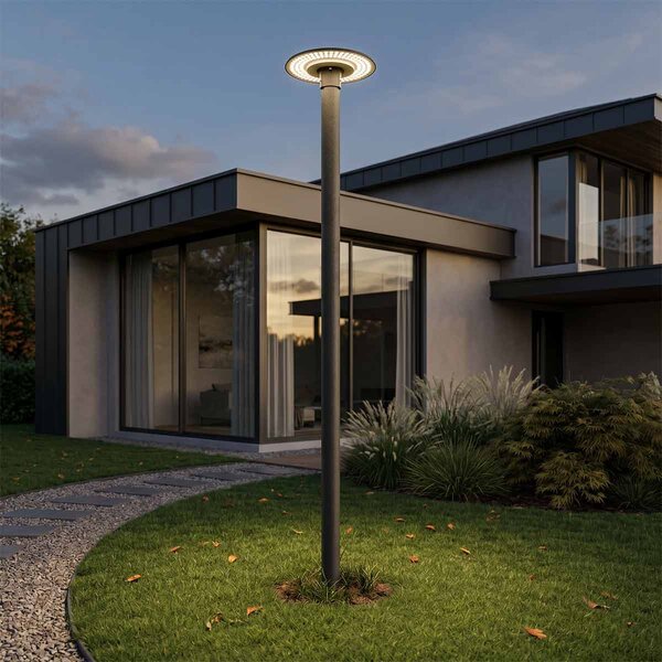 Lampione LED Circolare Nero 30W 50W 70W IP65 CCT Bianco Variabile Colore Bianco Variabile CCT