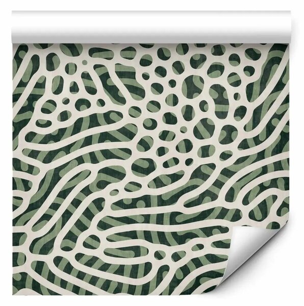 Tappezzerie Astratto - motivo a rete bianco sovrapposto a mosaico verde