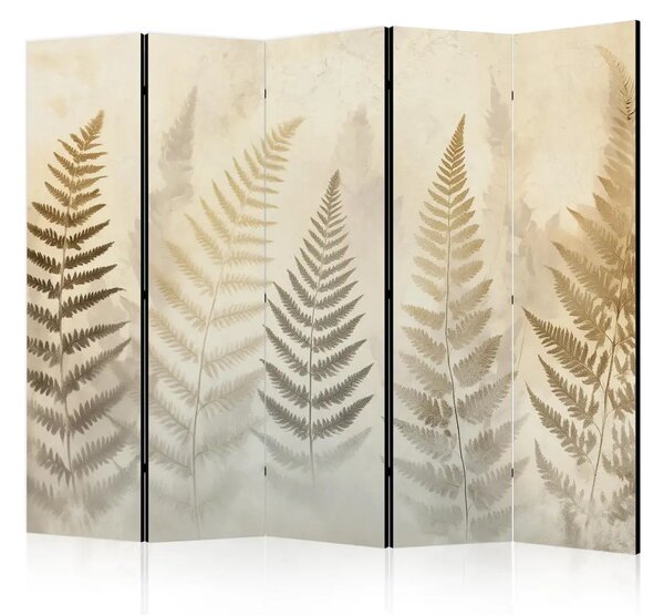 Paravento Ombre forestali - delicato gioco di luce con forme evidenti su sfondo beige