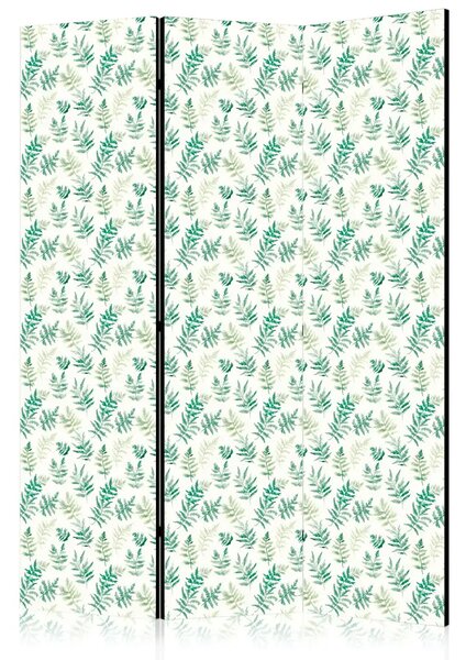 Paravento design Ornamento botanico - sottile motivo vegetale con foglie delicate su sfondo chiaro