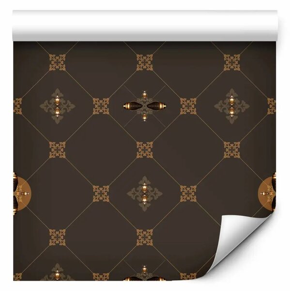 Tappezzerie Scarabei nobili - motivo marrone con elegante ornamento