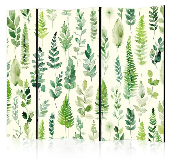 Paravento design Sinfonia botanica - composizione artistica di foglie in colori naturali