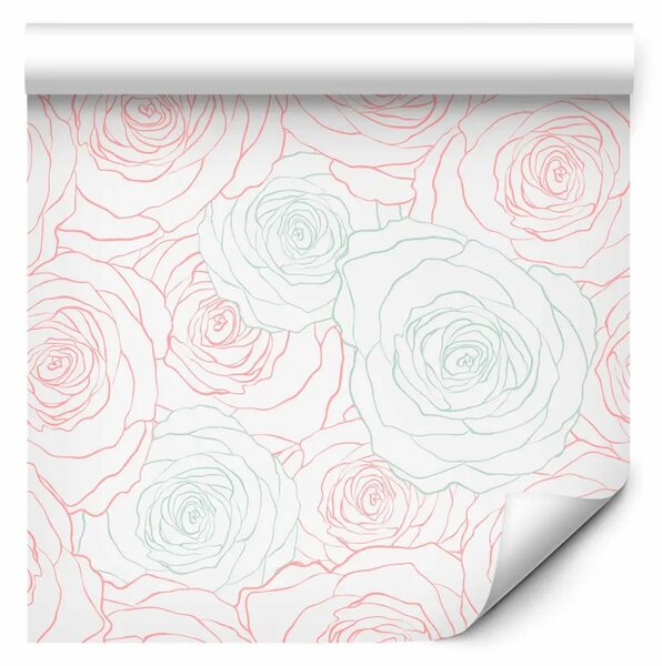 Tappezzerie Rose delicate - fiori minimalisti in tonalità di rosa polveroso