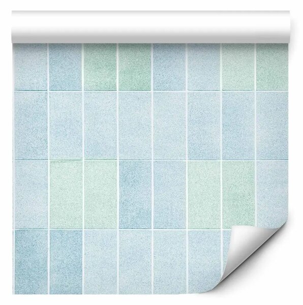 Tappezzerie Pietre verticali - piastrelle con texture di pietra nei toni di azzurro chiaro e menta