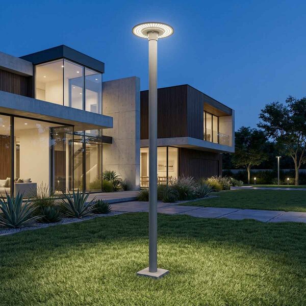 Lampione LED Circolare Grigio 30W 50W 70W IP65 CCT Bianco Variabile Colore Bianco Variabile CCT