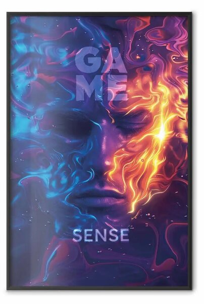 Poster: Volto misterioso - forme fantasiose nei colori intensi del fuoco e del ghiaccio