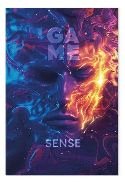 Quadro moderno Senso del gioco - volto circondato da effetti luminosi fluidi