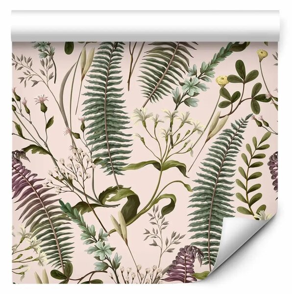 Tappezzerie Fantasia vegetale - motivo di foglie di felce con delicate piante forestali